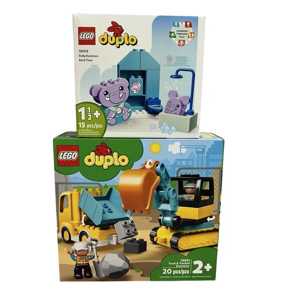 Lego Duplo 10931 Truck & Tracked Excavator and 10413 Daily Routines Bath Time - Picture 1 of 5